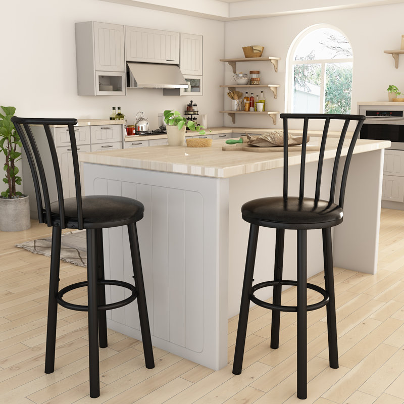 Navonte Faux Leather Upholstered Bar Stool Swivel Bar Chair for Bar Counter and Kitchen Island