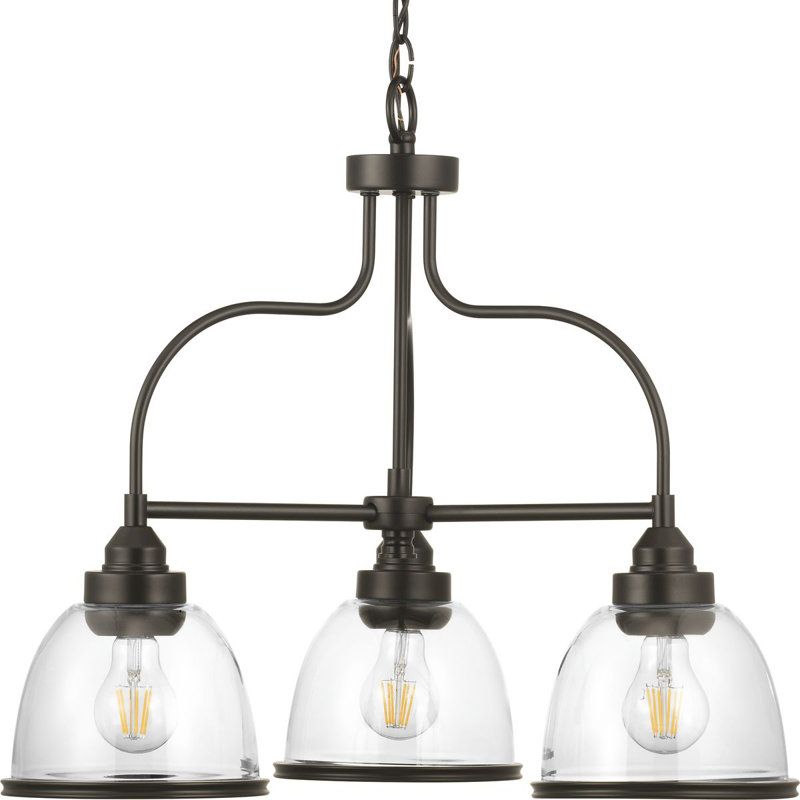 Luminaire suspendu linéaire pour îlot de cuisine 3 lumières Chaya, Bronze antique