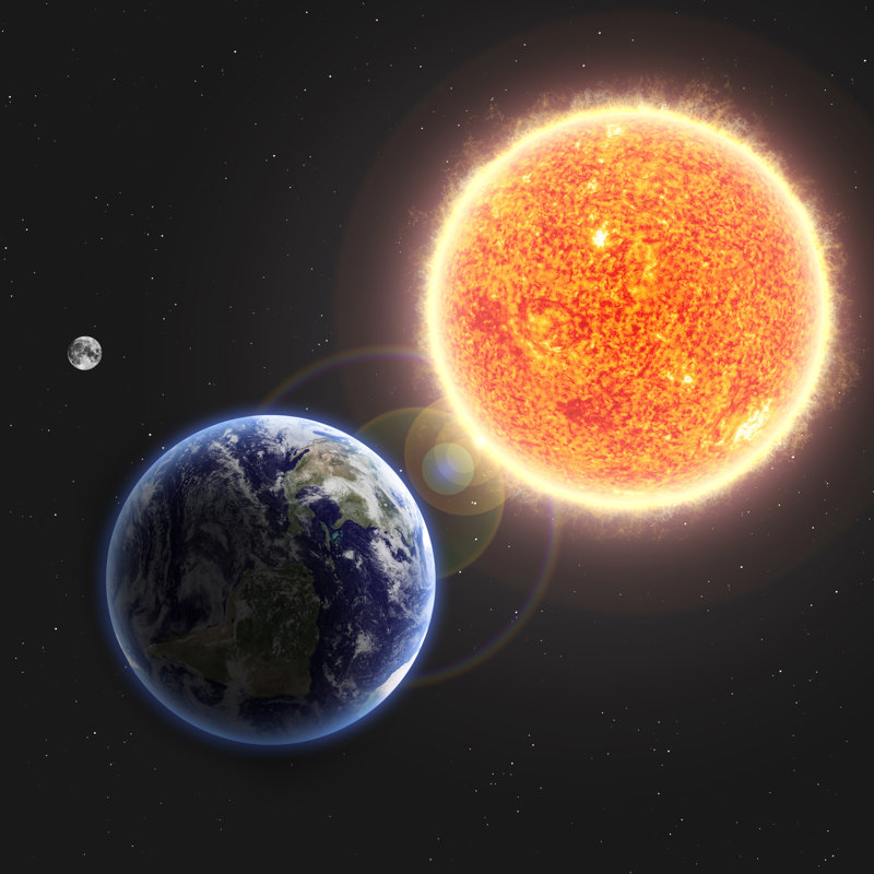 Earth And Sun by Forplayday - Wrapped Canvas Print, 30cm H x 30cm W x 3.8cm D