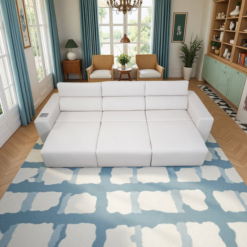 Canapé modulaire inclinable électrique avec audio Bluetooth, recharge sans fil et rangement intelligent pour les espaces de vie modernes.