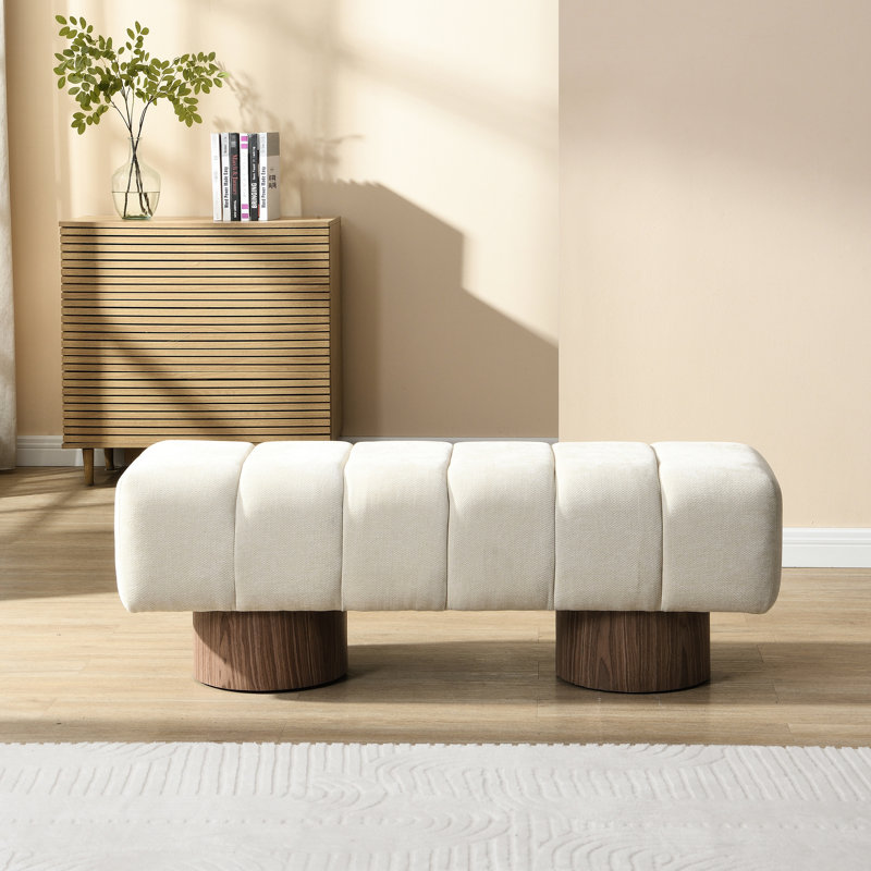Banc rembourré beige, capacité de 300 lb, sans assemblage, polyvalent pour la salle à manger, le chevet et les espaces étroits, longueur de 50 po