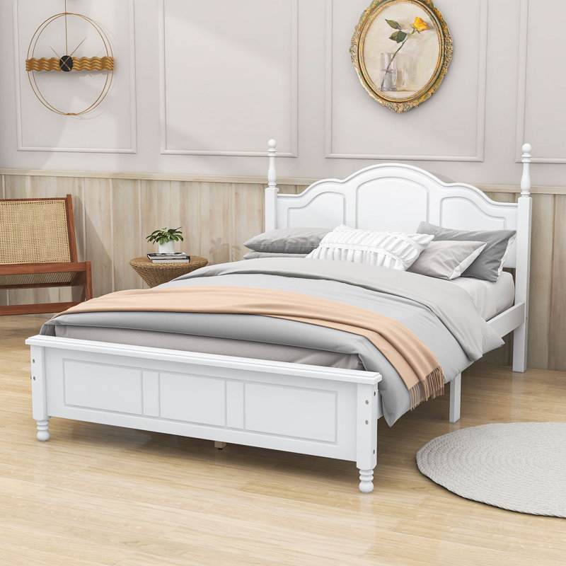 Brochan Wood Platform Bed with Headboard, Full, White