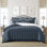Shay Window Pane Dark Denim Cotton Duvet Cover Set  8 Piece