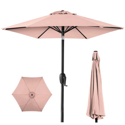 Keven 7.5ft Heavy-Duty Outdoor Market Patio Umbrella w/ Push Button Tilt, Easy Crank
