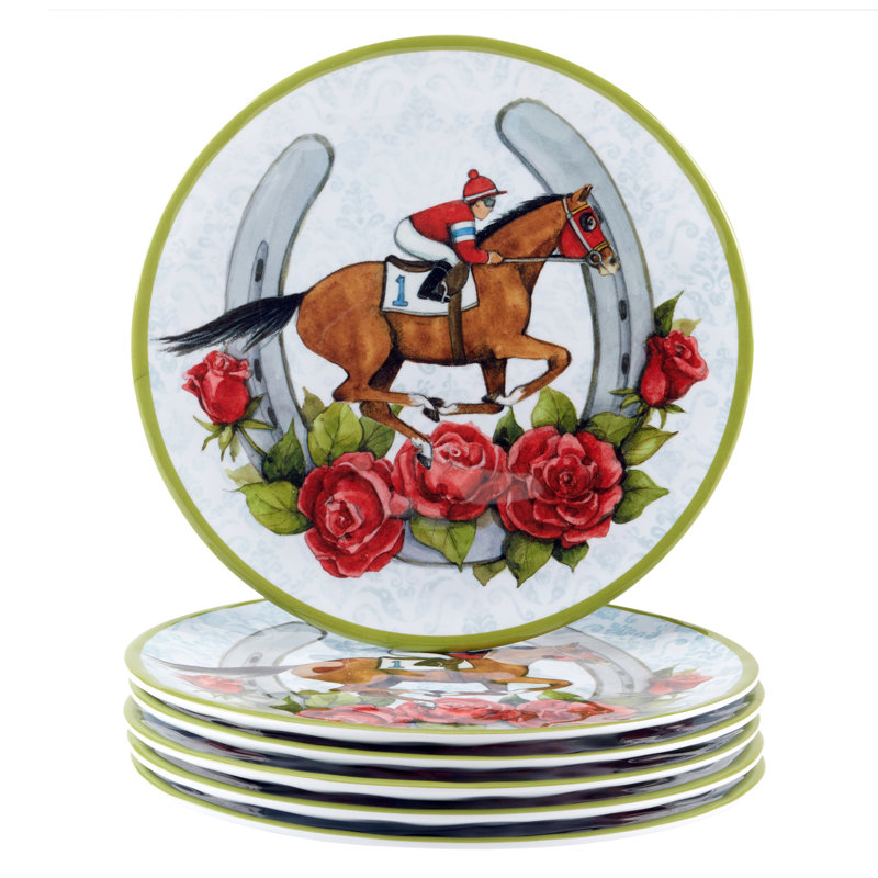 Derby Day at the Races Set of 6 Melamine Salad Plates
