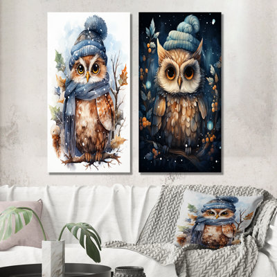 Ensemble de 2 décorations murales Winters Owl Nursery Serenity I - Owl
