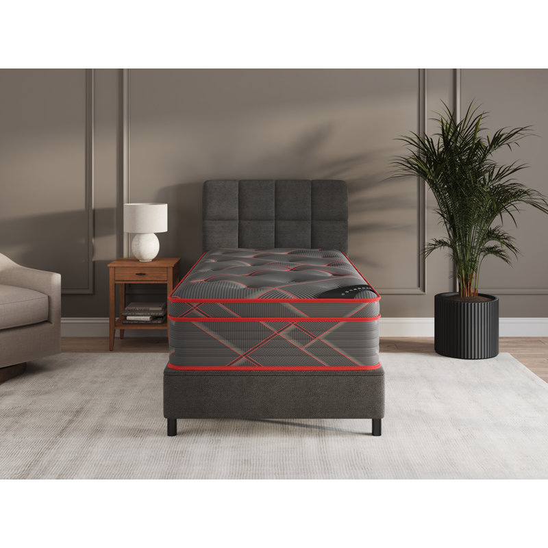 13" Luxury Black/Red Eurotop Mattress Hybrid Comfort – Premium Quilted Cover - Made in NJ – Fiberglass-Free – Bed in a Box