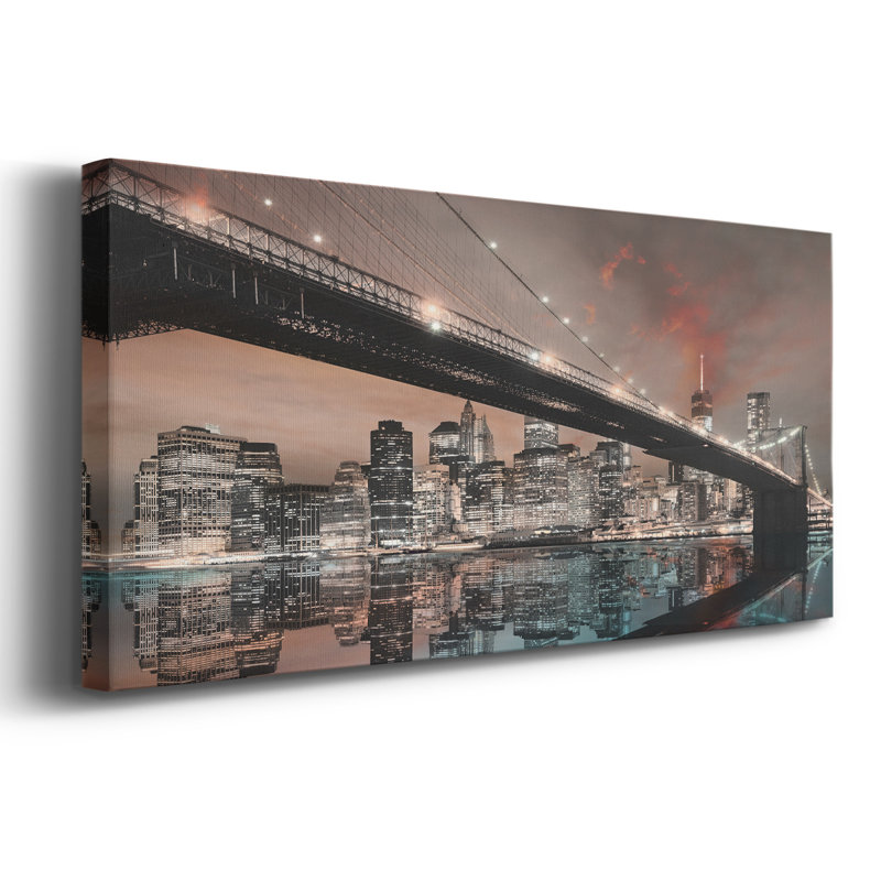 Toile tendue avec châssis NYC Reflection - prêt à être accroché, H 12 po x l 30 po