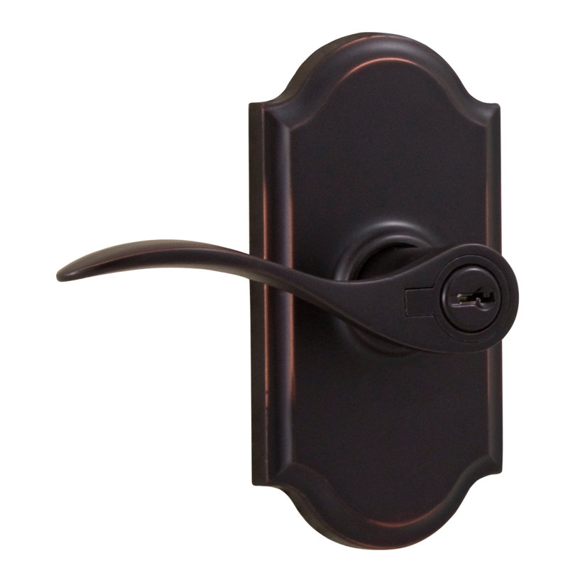 Levier de porte à clé avec première rosette Bordeau, Nickel satiné, Gauche