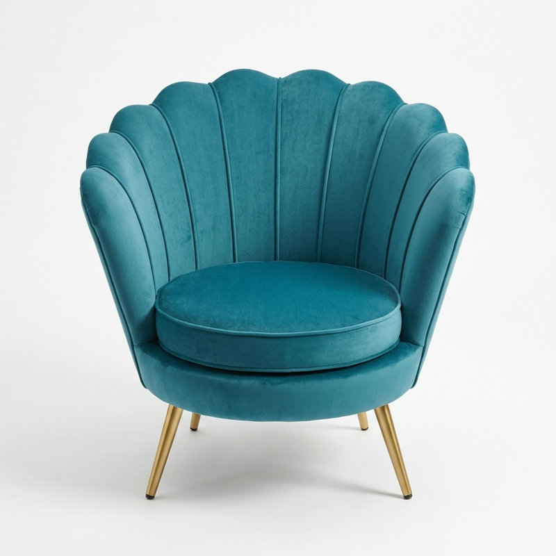 Emma Tufted Wingback Chair, Aqua Velvet