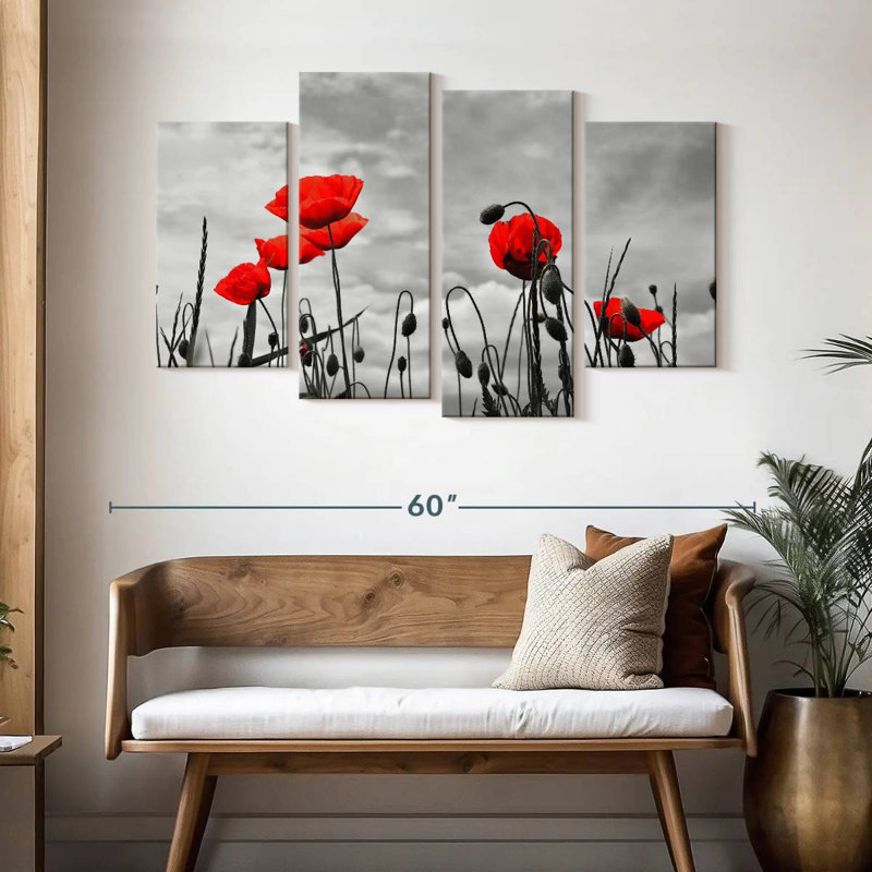 Harnek Pop Red Poppies, H 32 po x l 52 po