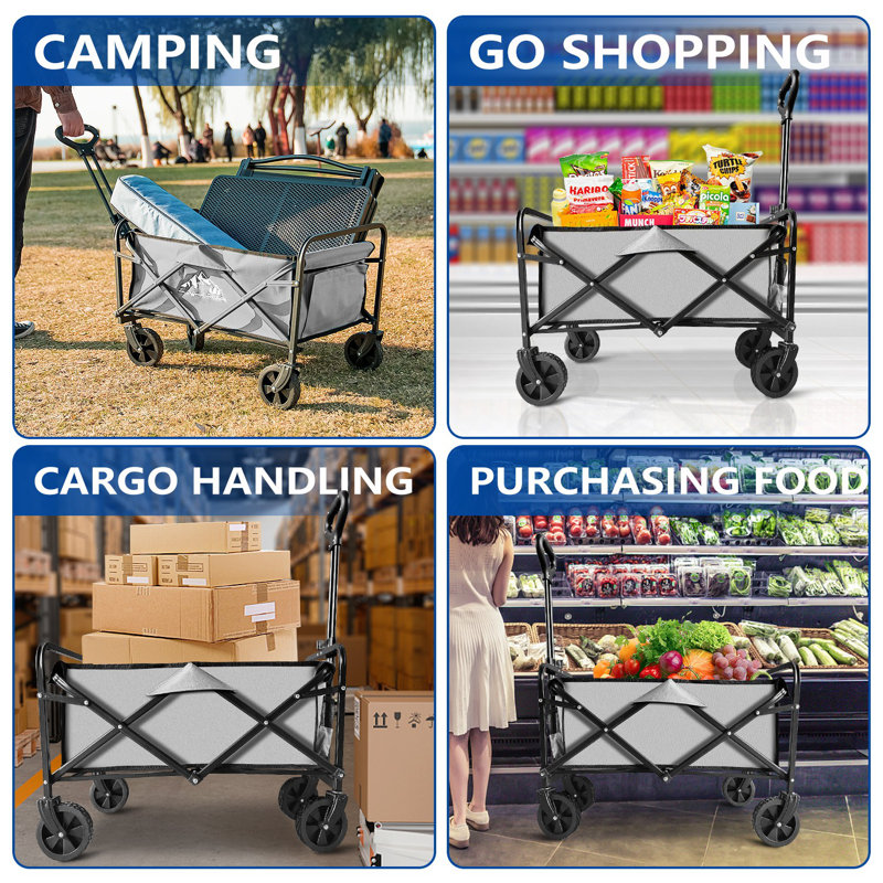 Chariot pliable 180L, Gris