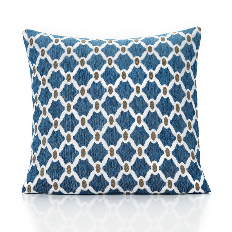 Beauville Geometric Square Throw Cushion, Blue/Cream