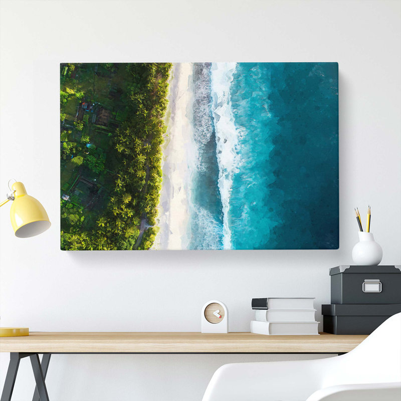 Birds Eye View of the Beach in Abstract - Wrapped Canvas, 40cm H x 60cm W x 3cm D