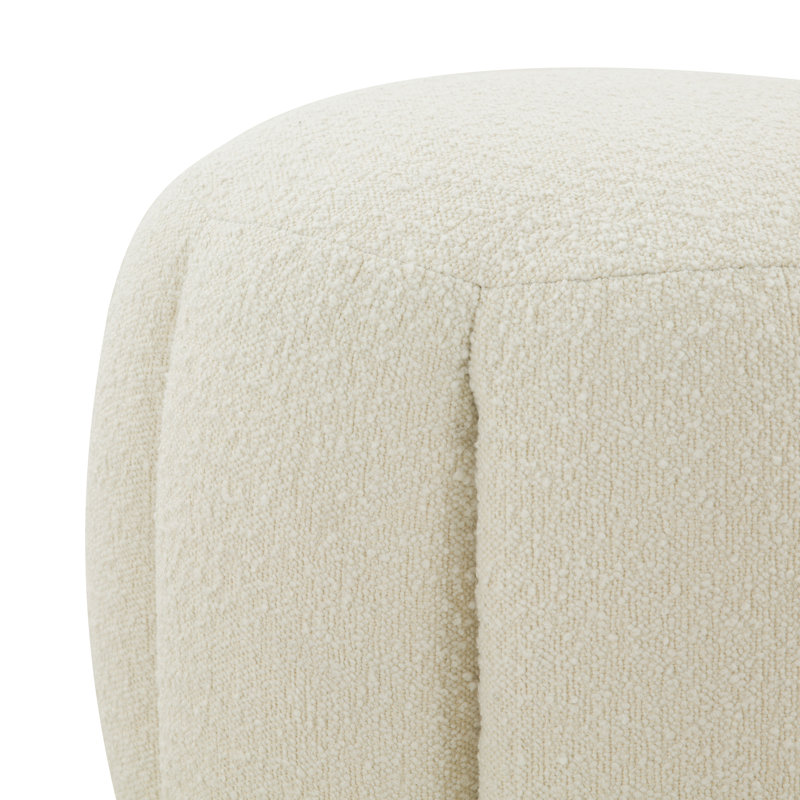 Maxine Round Ottoman, Pale Taupe Velvet