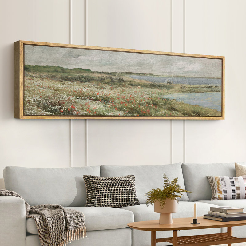 Reproduction d'art sur toile surdimensionnée Wildflower, H 20 po x l 60 po, Naturel