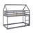 Twin-Over-Twin Floor Bunk Bed With House-Style Roof And Ladder, Loft Bunk Bed Equipped With Guardrails-676663695