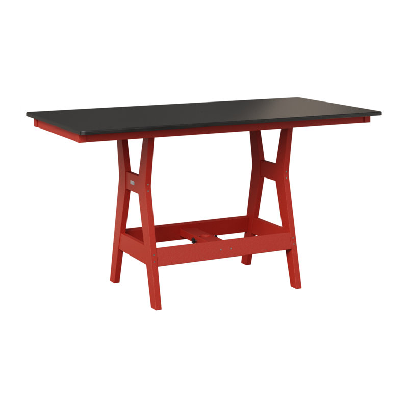 Table de salle à manger rectangulaire 66 po Berlin Gardens Harbor, Noir martelé, Rouge écarlate