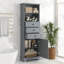 Grande armoire de rangement grise avec 3 tiroirs et tablettes réglables pour salle de bain, bureau, bureau et intérieur, panneau de fibres à densité moyenne avec finition peinte-339656921