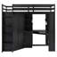 Lit mezzanine simple avec bureau, grande armoire, plateau à clavier coulissant, station de charge et double projecteur - noir-1768934476
