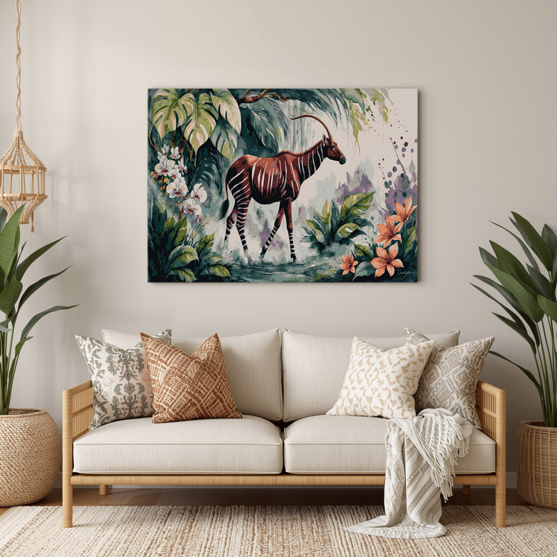 Faune, Okapi, art mural gris en métal, H 11 po x l 14 po