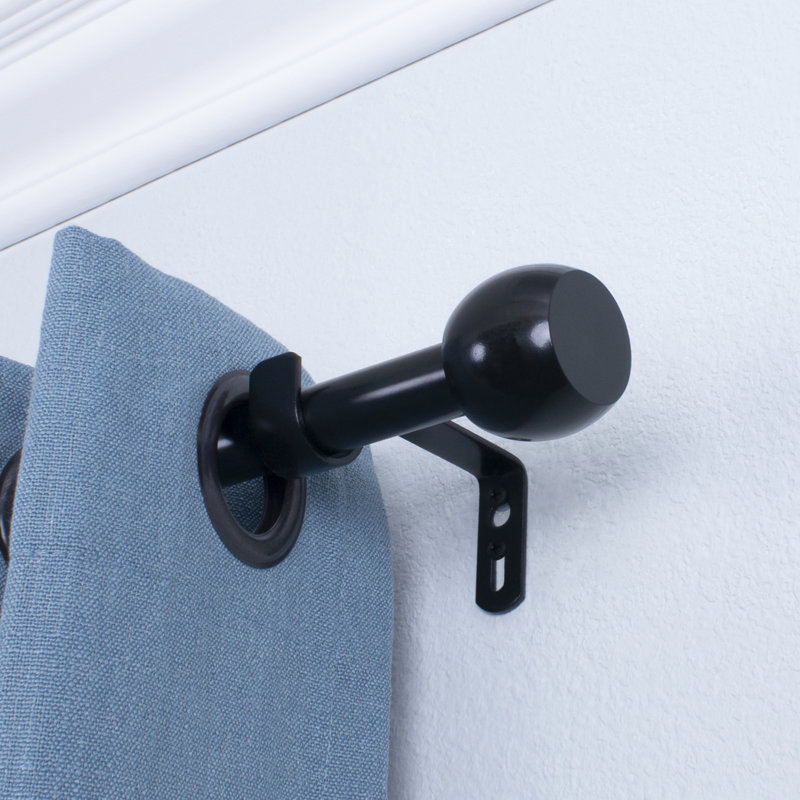 Tringle à rideaux simple réglable en métal Vrinda, l 36 po, Noir