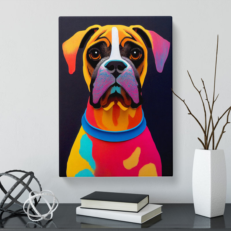 Boxer Dog Crayon - Wrapped Canvas, 60cm H x 40cm W x 3cm D