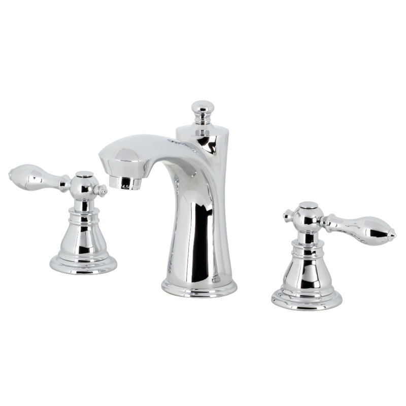 Kingston Brass American Classic Two-Handle 3-Hole Deck Mount Widespread Bathroom Faucet with Retail Pop-Up Drain