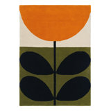 Hand Tufted Wool Floral Area Rug in Black/Green/Orange