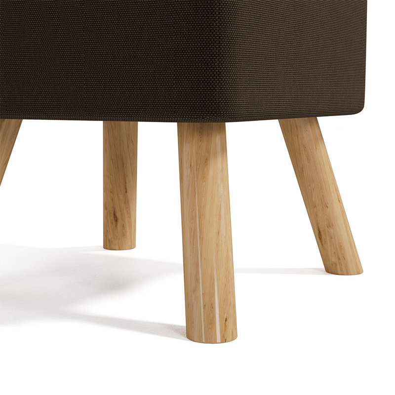 Germain Square Solid Colour Footstool Ottoman, Brown