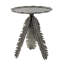 Table d'appoint à motif de feuilles en aluminium au fini antique argenté, 16,9 po x 16,9 po x 19,7 po