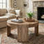 Table basse rustique ronde en bois massif de style campagnard circulaire rond 31,5 pouces pour le salon, facile à assembler-1011055911