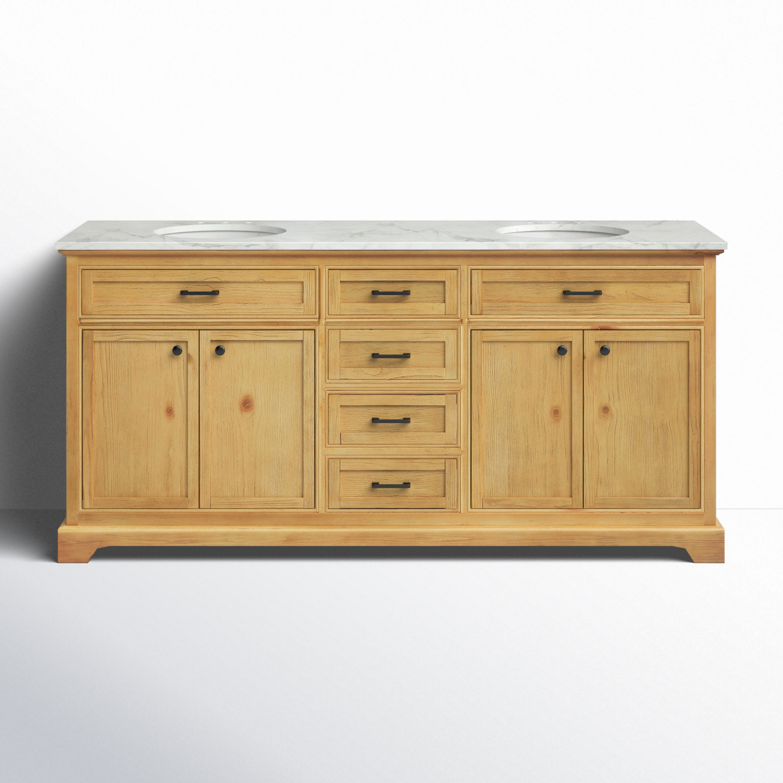 Hermes 72'' Double Bathroom Vanity, Natural Wood