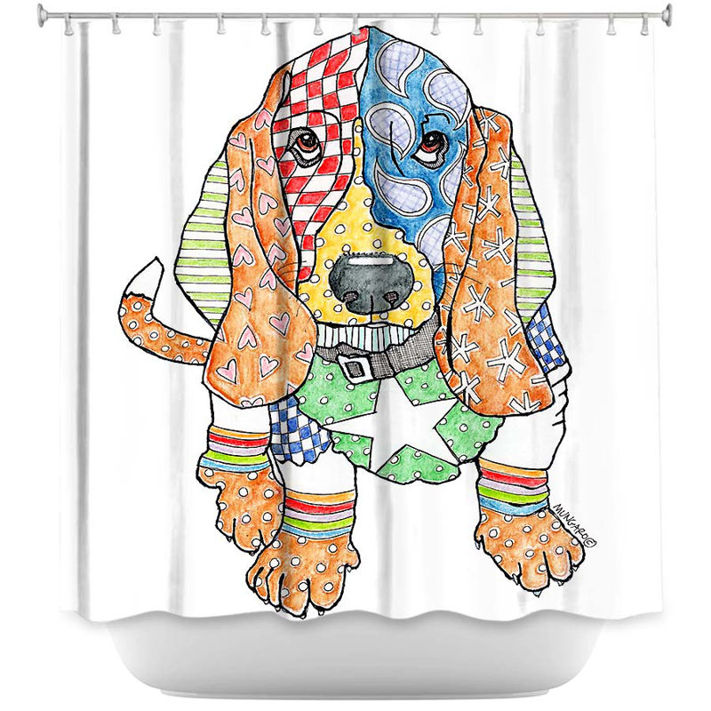 Rideau de douche Basset Hound Dog, Blanc