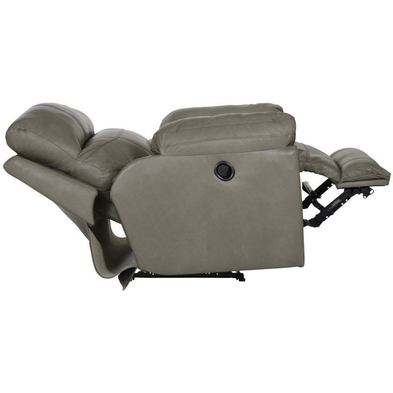 Alonii 45" Wide Leather Match Standard Recliner, Beige Leather Match, Manual