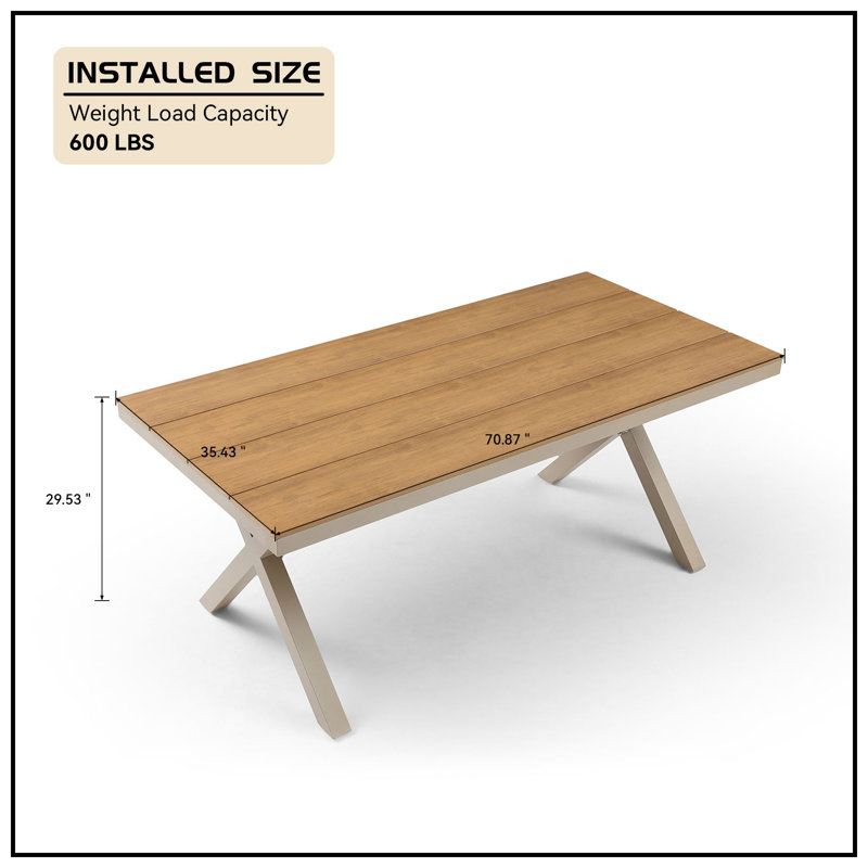 Karnell Rectangular Outdoor Dining Table , 70.87'' in. W 35.43'' in. D, Teak