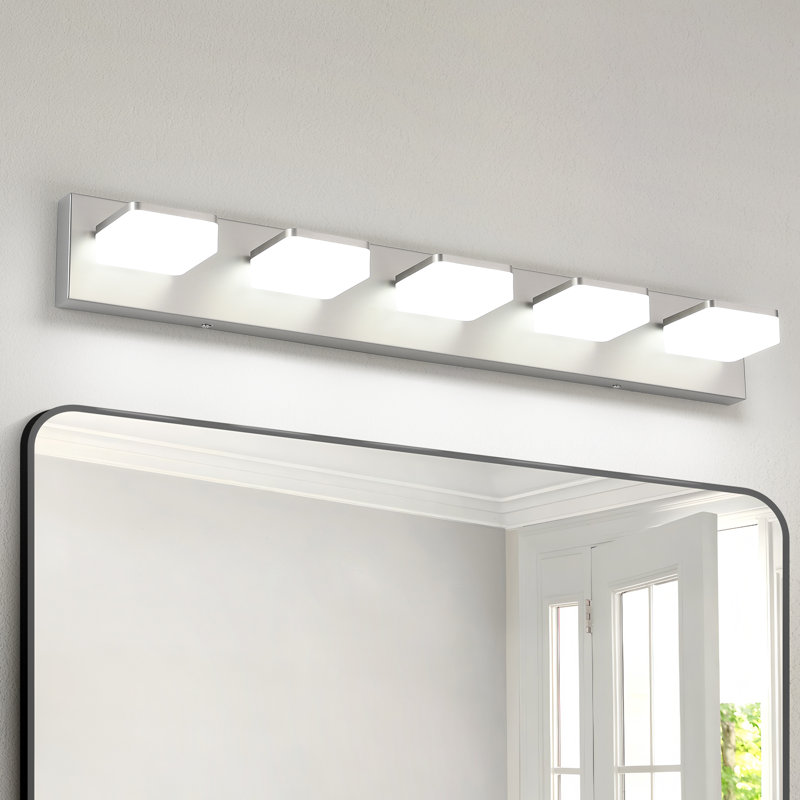 Luminaire de salle de bain à DEL Rahmone, haute transmittance et intensité variable avec tête rotative à 270 °, Nickel