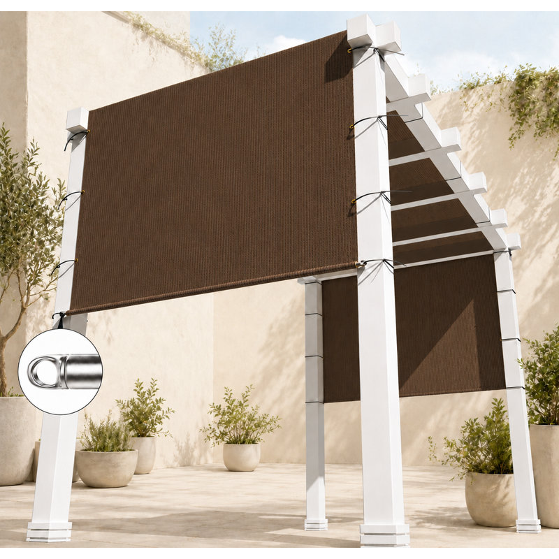 ColourTree Pergola Shade Canopy Replacement, 260 GSM UV-Blocking Fabric with Stainless Steel Rods for Outdoor Patio, Brown