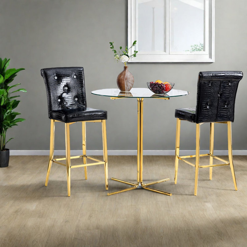 Ensemble de table de salle à manger moderne (doit inclure à la fois la table et la chaise) Ensemble de bar en verre pour petite cuisine