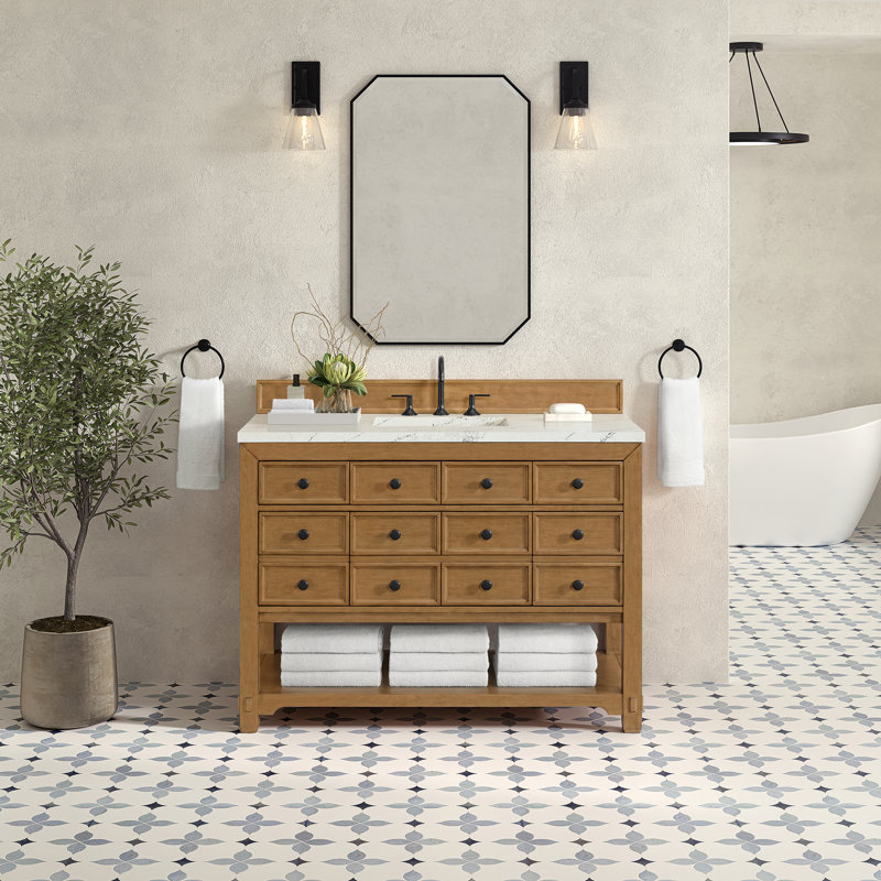Malibu 48'' W Single Vanity, Ethereal Noctis, 8" Widespread, Amber Birch