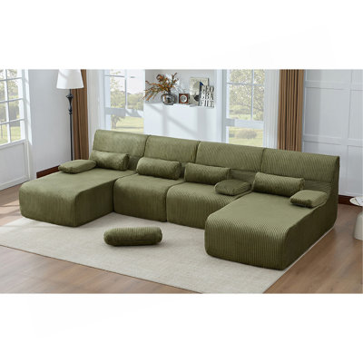 Oversized Sectional Sofa 132.2" Boneless Sofa U-shaped Sofa Couch Cozy Sofa for Living Room