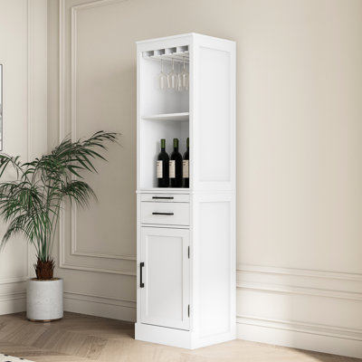 Armoire modulaire brune en noyer pour couloir - Rendez votre bar à vin de salle à manger plus fonctionnel en blanc avec, artisanat, vin, décor, tiroir spacieux et tablette
