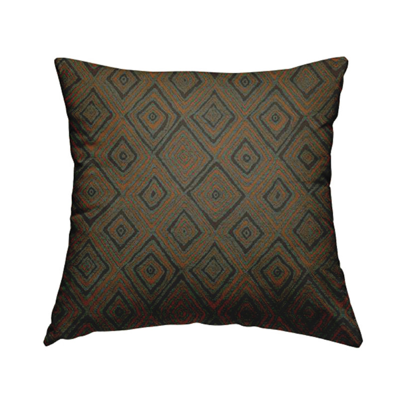 Quintana Geometric Square Cushion, 55cm H x 55cm W x 5cm D, Grey/Orange