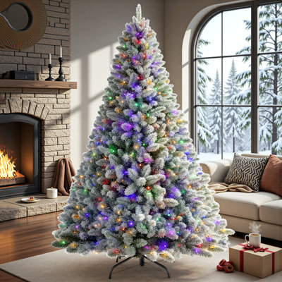 6FT Snow Flocked Prelit Artificial Christmas Tree