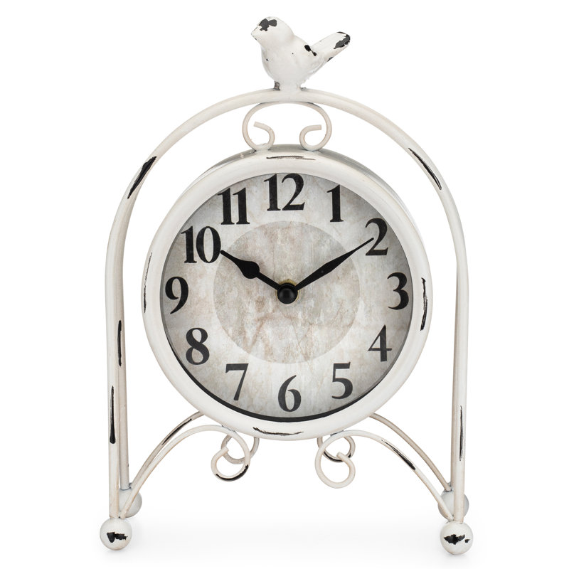 Horloge de table analogique moderne et contemporaine en métal argenté