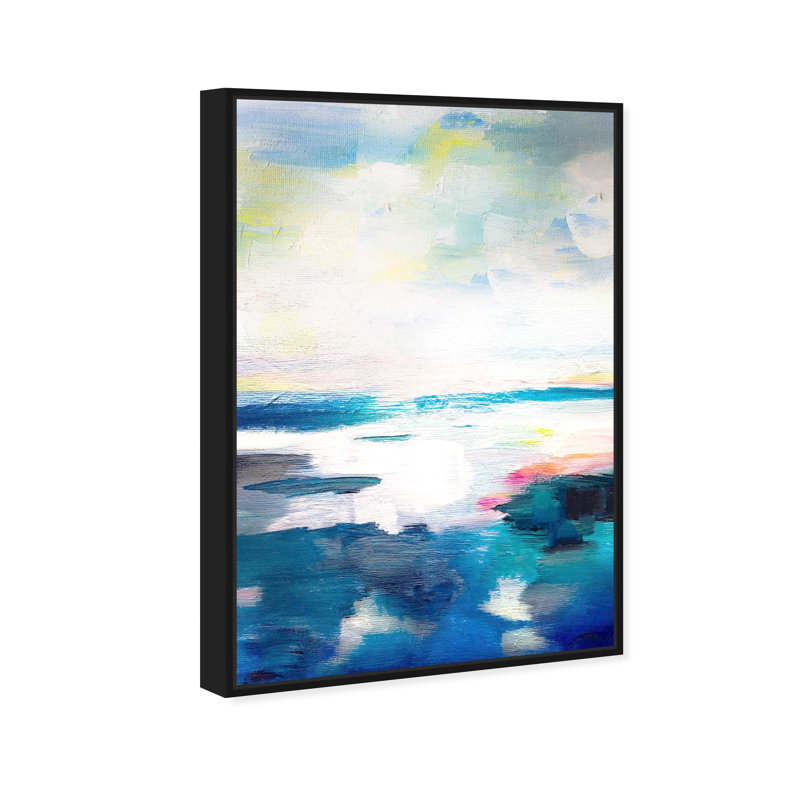 " Abstract Flow Due " Painting Print, Black Framed Canvas, 15" H x 10" W