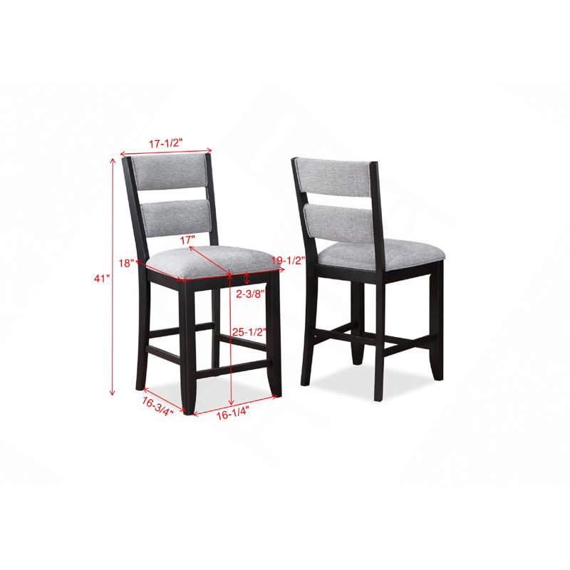 Ensemble de 2 pièces tabouret de style campagnard à hauteur de comptoir noir avec siège et dossier rembourrés, Noir