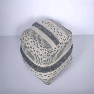 Faux Yarn Upholstered Large Pouf Ottoman