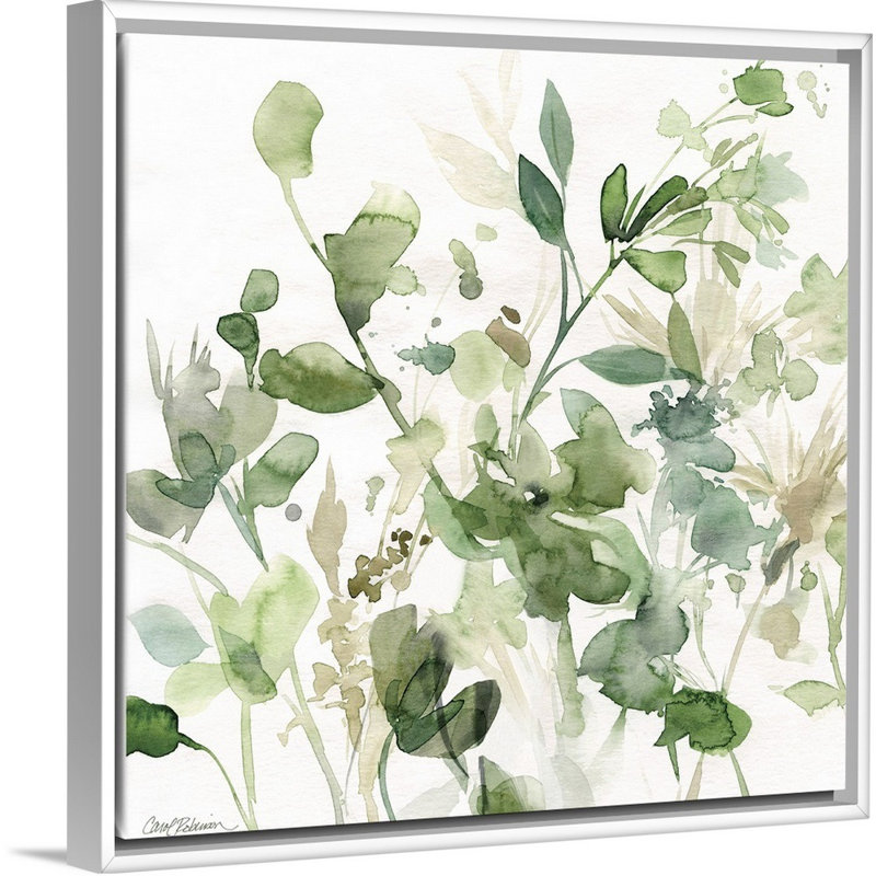 «Sage Garden I», reproduction d'art sur toile, Cadre flottant blanc, H 13,7 po x l 13,7 po x P 1,75 po