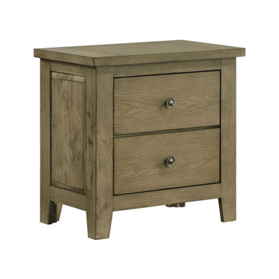 Table de chevet 2 avec finition chêne viticole, entièrement assemblée pour la chambre à coucher, fabriquée en bois d'hévéa et en placage de bois d'ingénierie, avec des glissières à roulement en métal robustes en nickel dans la chambre à coucher, fabriquée antique